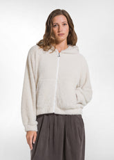 FELPA CON ZIP E CAPPUCCIO IN PILE LEGGERO BIANCO - Felpe e Maglie | DEHA