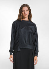 FELPA LAMINATA CON ARRICCIATURA NERO - Leisurewear | DEHA