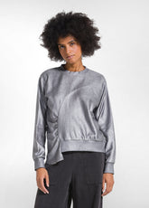 LAMINATED SWEATSHIRT WITH GATHERED DETAILING - GRE - ONE MILE FROM THE STUDIO | FW26 | DEHA