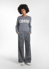 PANTALONE PALAZZO STAMPA ANIMALIER DENIM OTHER - LEOPARD DENIM PRINT | DEHA