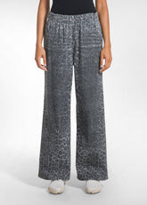 ANIMAL PRINT DENIM PALAZZO PANTS - MULTICOLOR - LEOPARD DENIM PRINT | DEHA