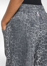 PANTALONE PALAZZO STAMPA ANIMALIER DENIM OTHER - LEOPARD DENIM PRINT | DEHA
