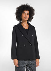 WOMEN'S BLACK 4-BUTTON COTTON FLEECE BLAZER | DEHA