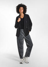 WOMEN'S BLACK 4-BUTTON COTTON FLEECE BLAZER | DEHA