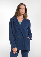 4-BUTTON COTTON FLEECE BLAZER - BLUE - BLU NAVY | DEHA