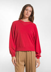 FELPA GIROCOLLO COTONE MODAL E RASO ROSSO - FLAME RED | DEHA