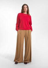 FELPA GIROCOLLO COTONE MODAL E RASO ROSSO - FLAME RED | DEHA