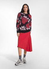 GONNA IN RASO STRETCH ROSSO - FLAME RED | DEHA