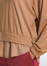 FELPA CON CAPPUCCIO E FINITURE IN RASO MODAL MARRONE - NUT BROWN | DEHA