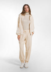 COTTON MODAL AND SATIN JOGGER PANTS - BEIGE - Leisurewear | DEHA