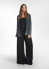 PANTALONE WIDE LEG IN RASO STRETCH NERO - BLACK | DEHA