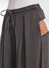 PANTALONE WIDE LEG IN RASO STRETCH MARRONE - COCOA BROWN | DEHA