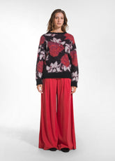 PANTALONE WIDE LEG IN RASO STRETCH ROSSO - FLAME RED | DEHA