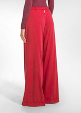 PANTALONE WIDE LEG IN RASO STRETCH ROSSO - FLAME RED | DEHA