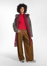 PANTALONE PALAZZO COTONE ORGANICO EFFETTO PELLE MARRONE - NUT BROWN | DEHA