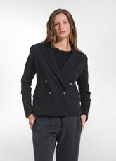 BLACK QUILTED DOUBLE-BREASTED JACKET | DEHA