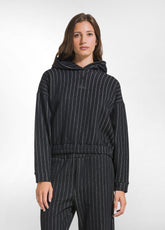 WOMEN'S BLACK PINSTRIPE HOODIE | DEHA