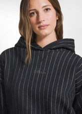 FELPA CON CAPPUCCIO A RIGHE GESSATE NERO - BLACK | DEHA