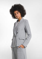 GREY PINSTRIPE DOUBLE-BREASTED BLAZER AND BERMUDA SHORTS SET - Everyday Sets | DEHA