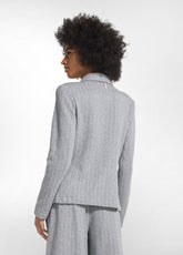 SET AUS ZWEIREIHIGEM BLAZER UND BERMUDASHORTS MIT NADELSTREIFEN IN GRAU - | DEHA