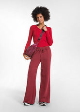 GERIPPTE WOLLSTRICKJACKE MIT V-AUSSCHNITT - ROT - FLAME RED | DEHA