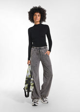 BLACK RIBBED WOOL FUNNEL NECK SWEATER | DEHA