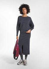 GREY MILANO KNIT BOAT NECK SWEATER AND MIDI SKIRT SET - Everyday Sets | DEHA