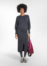 GREY MILANO KNIT BOAT NECK SWEATER AND MIDI SKIRT SET - Everyday Sets | DEHA