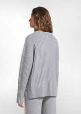 COMPLETO MAGLIONE LUNGO E PANTALONE IN MAGLIA CON PAILLETTES GRIGIO - | DEHA