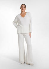WHITE LONG SWEATER AND KNIT PANTS SET WITH SEQUINS - Everyday Sets | DEHA