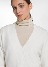 SET AUS V-AUSSCHNITT-PULLOVER UND STRICKHOSE MIT PAILLETTEN IN WEISS - | DEHA