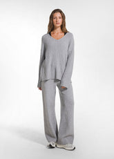 PANTALONE IN MAGLIA CON PAILLETTES GRIGIO - Pantaloni | DEHA