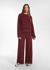 RED LIGHTWEIGHT WOOL CREWNECK SWEATER AND TROUSERS SET - Everyday Sets | DEHA