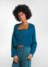 CARDIGAN CORTO IN ALPACA VERDE - TEAL GREEN | DEHA