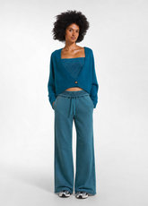 CARDIGAN CORTO IN ALPACA VERDE - TEAL GREEN | DEHA