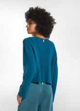 CARDIGAN CORTO IN ALPACA VERDE - TEAL GREEN | DEHA