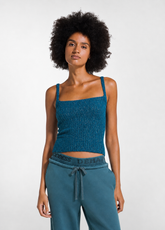 TOP IN MAGLIA LUREX VERDE - TEAL GREEN | DEHA