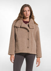 SUEDE-EFFECT TEDDY PEA COAT - MULTICOLOR - AUTUMN NOISETTE | DEHA