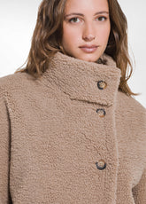 SUEDE-EFFECT TEDDY PEA COAT - MULTICOLOR - AUTUMN NOISETTE | DEHA