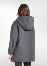 GIACCA LUNGA IN LANA CON CAPPUCCIO E ZIP GRIGIO - GREY | DEHA
