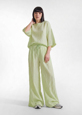 COMPLETO T-SHIRT AMPIA E PANTALONI LARGHI IN VISCOSA EFFETTO STROPICCIATO GIALLO - Everyday Sets | DEHA