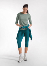 3/4 SLEEVE T-SHIRT IN SLUB JERSEY GREEN - TEAL GREEN | DEHA