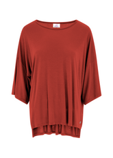 OVERSIZE VISCOSE T-SHIRT - ORANGE - RUST ORANGE | DEHA
