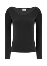 BLACK CASHMERE BLEND LONG SLEEVE T-SHIRT - DEHA ESSENTIALS | DEHA
