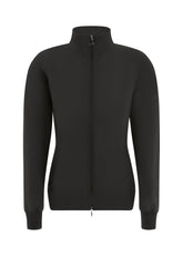 STRETCH COTTON SWEATSHIRT WITH ZIP - BLACK - Ballet Core | DEHA