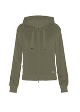 FELPA IN CINIGLIA CON ZIP E CAPPUCCIO MARRONE - KAKI BROWN | DEHA