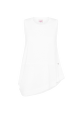 TOP ASIMMETRICO CON INSERTI IN MUSSOLA BIANCO - WHITE | DEHA