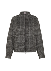 FELPA JACQUARD A QUADRI CON ZIP NERO - Felpe e Maglie - Outlet | DEHA