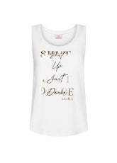 WHITE GRAPHIC PRINT TOP IN ORGANIC COTTON JERSEY - Leisurewear | DEHA