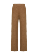 LOUNGE WIDE LEG KNITTED PANTS - BROWN - GLACE' BROWN | DEHA